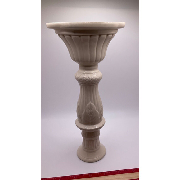 Decma Cream Ware II Candlestick 10" Tall Ivory Vintage ABRIGADA PORTUGAL Holiday - Picture 2 of 5